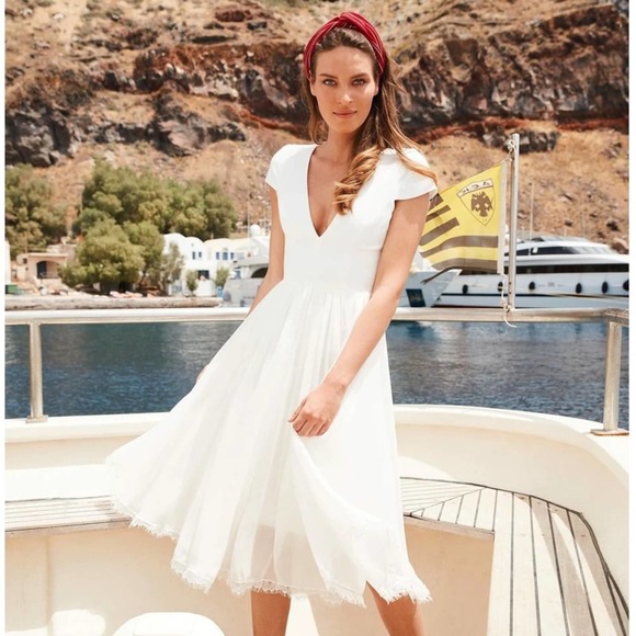 Dress the Population Dresses & Skirts - DRESS THE POPULATION Corey Scalloped Lace White Dress XL